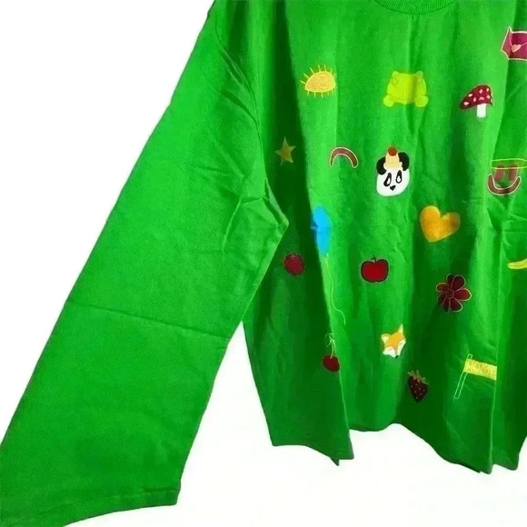 ASOS “Native Youth” Oversized Green Sweatshirt Fox Panda Embroidery Adult Small - Picture 10 of 15